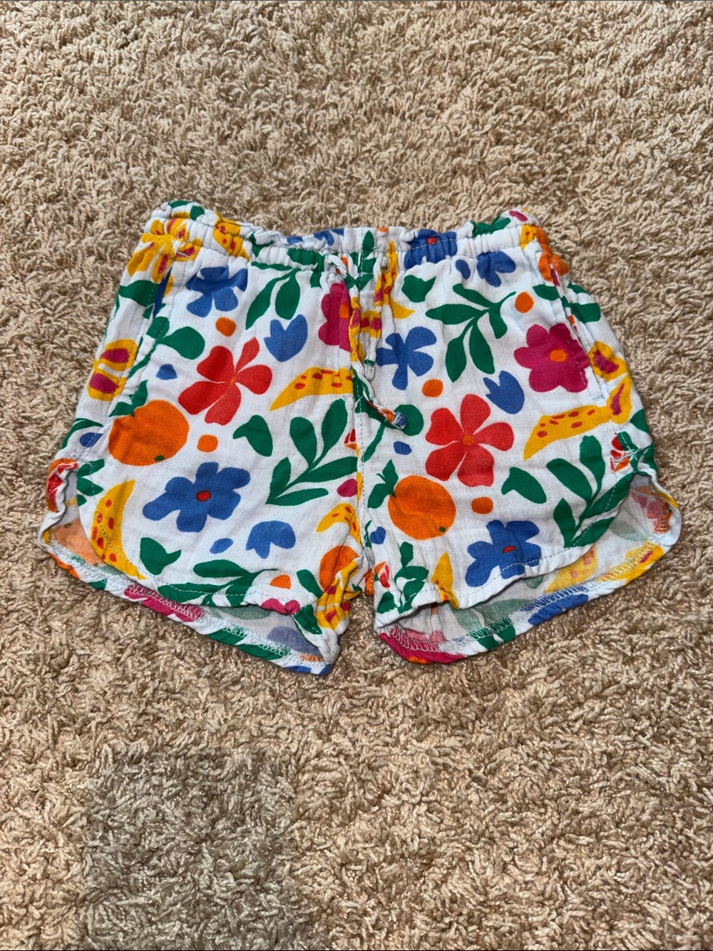 Old Navy White Floral Print Kids Shorts with Multicolor Flowers